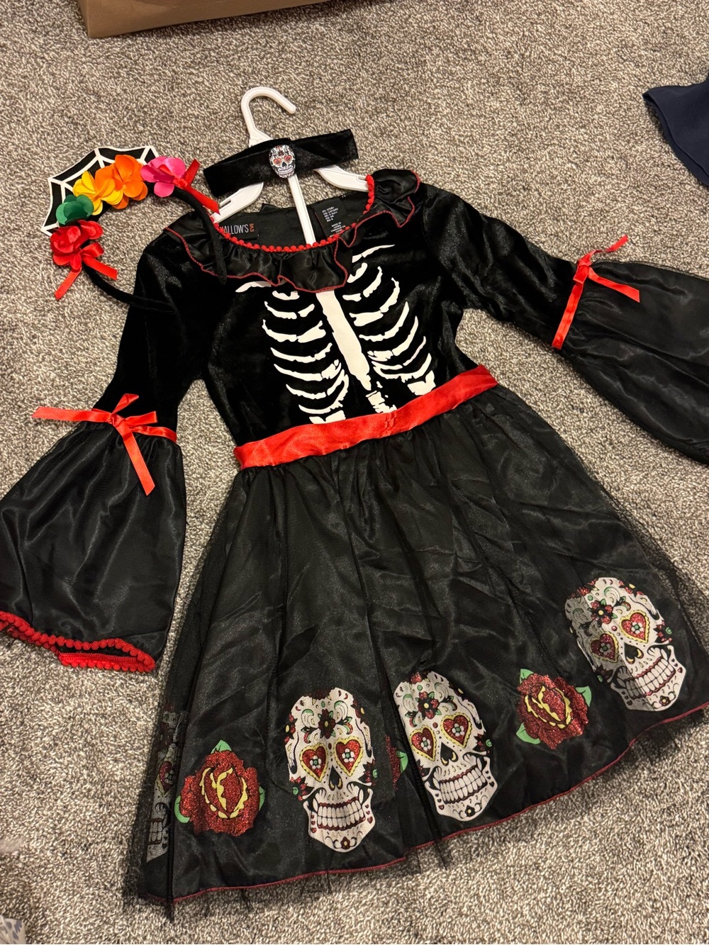 Halloween girls Costume the Dead Skeleton 3 pieces set